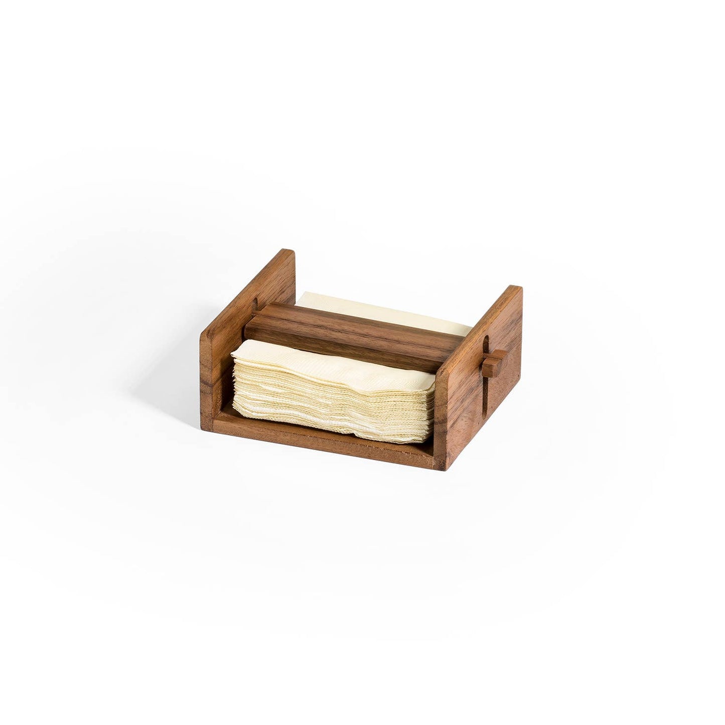 ACACIA WOOD COCKTAIL NAPKIN HOLDER-FITS 5X5 NAPKINS