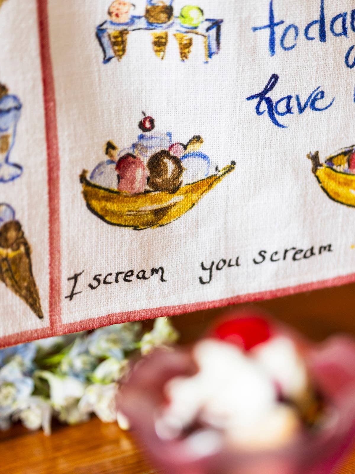 Ice Cream Watercolor Tea Towel