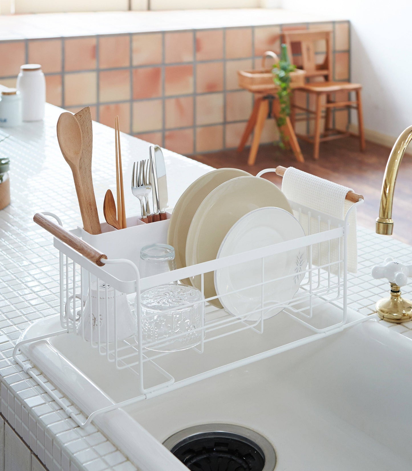 TOSCA OVER-THE-SINK DISH RACK - STEEL + WOOD