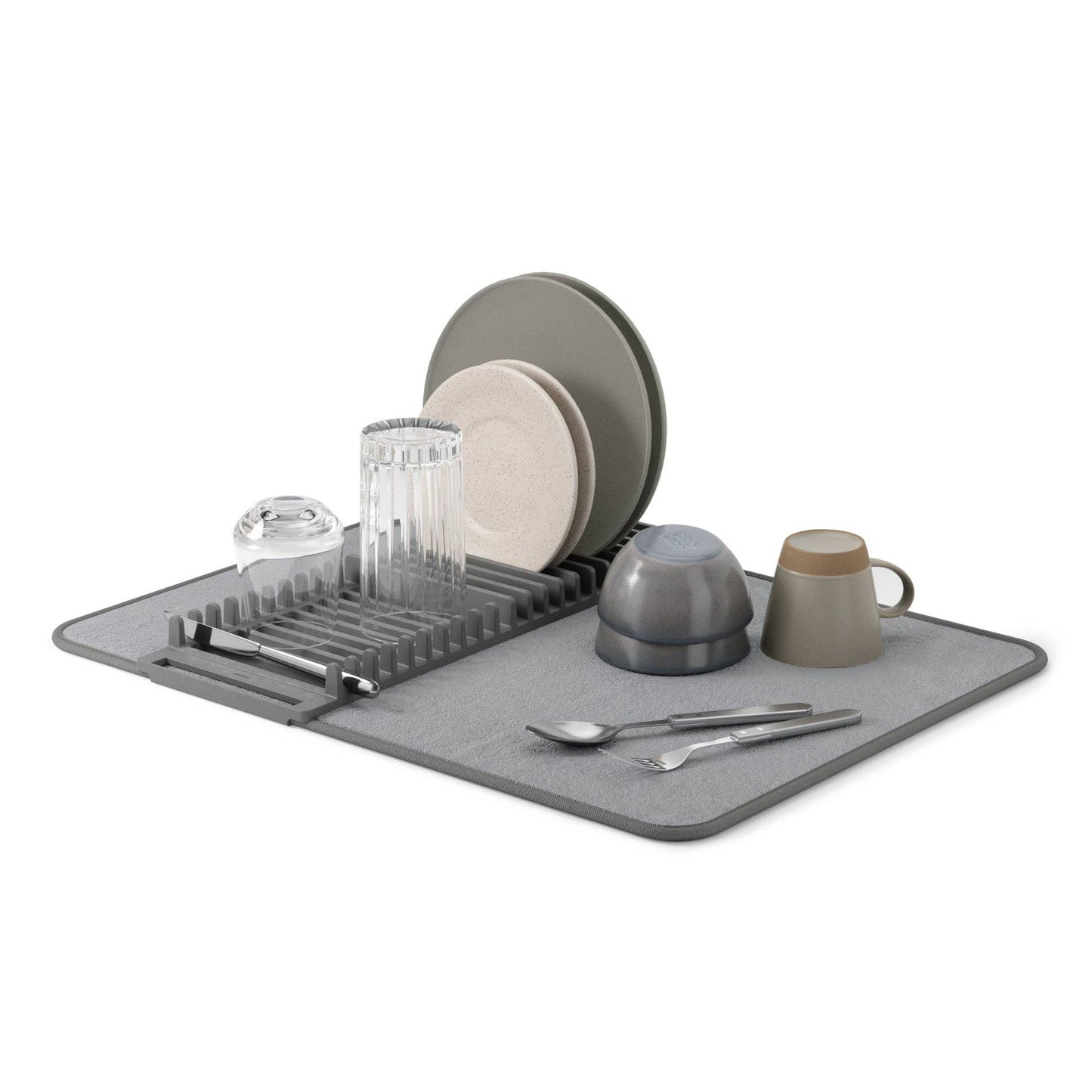 UDRY DISH RACK WITH DRYING MAT: SLATE BLUE