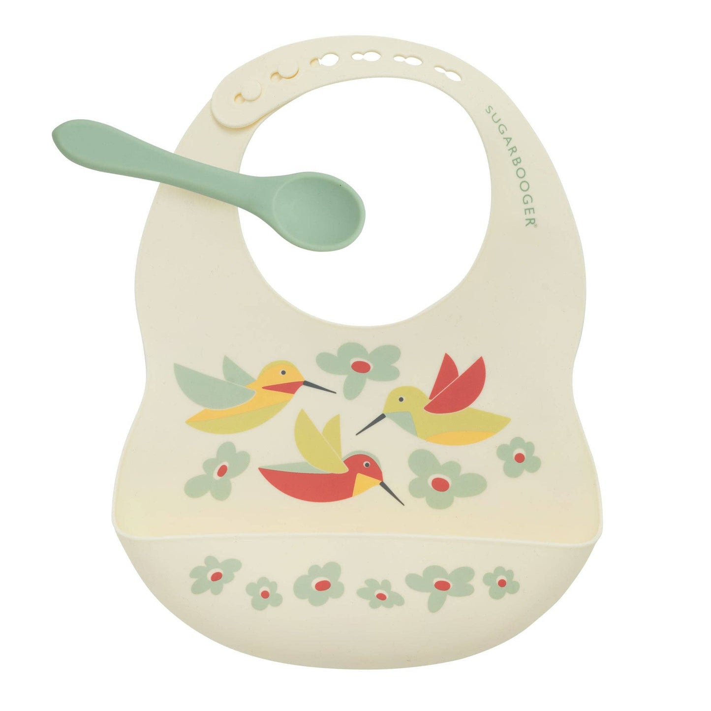 SILICONE BIB & SPOON SET:  HUMMINGBIRD