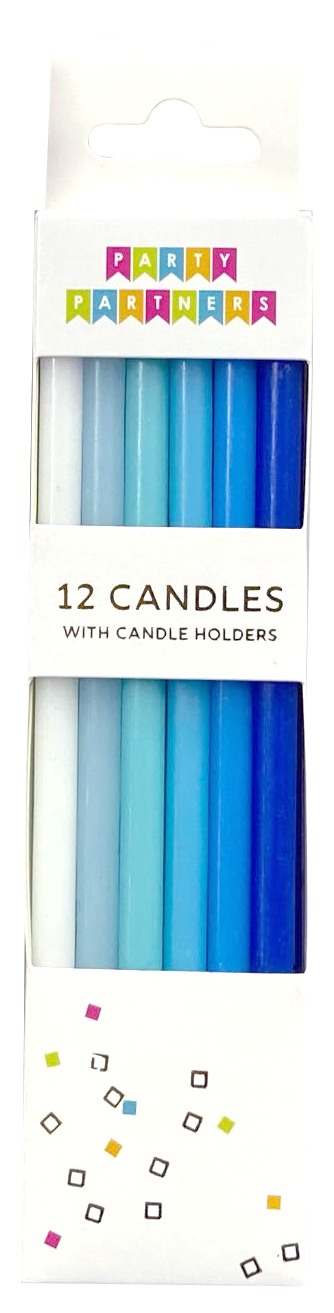 BLUE GRADIENT 12 CANDLE SET