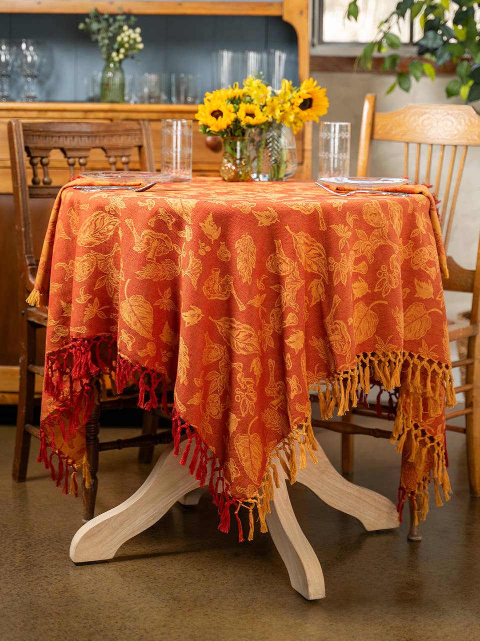 Mushroom Jacquard Tablecloth - Gold Rust: 60x90