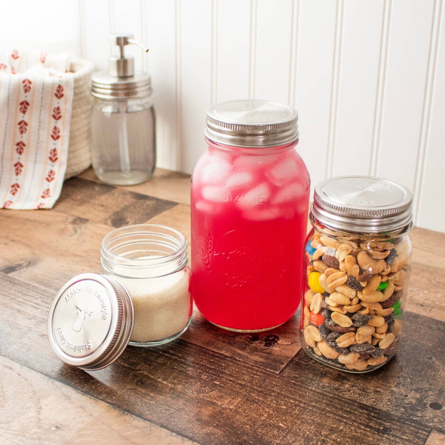 Stainless Steel Storage Lids w/ Silicone Seals for Mason Jar: Wide mouth