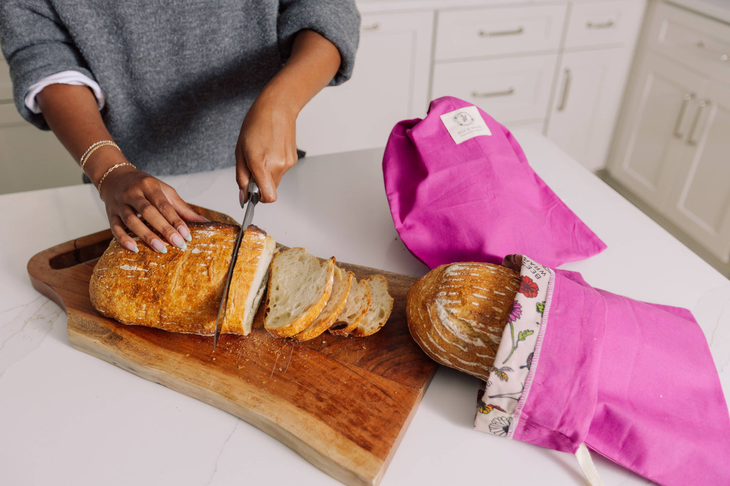 Bees Wrap Aritsan Bread Bag - Magenta