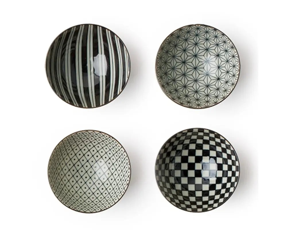 ASIAN BOWL RETRO B&W 4.5" EACH