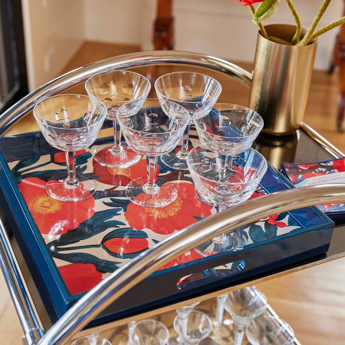 Iceland Poppy  Square Lacquer Serving Tray