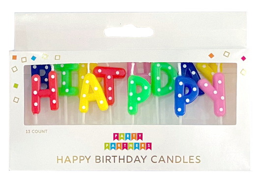 HAPPY BIRTHDAY RAINBOW DOTTED CANDLE SET