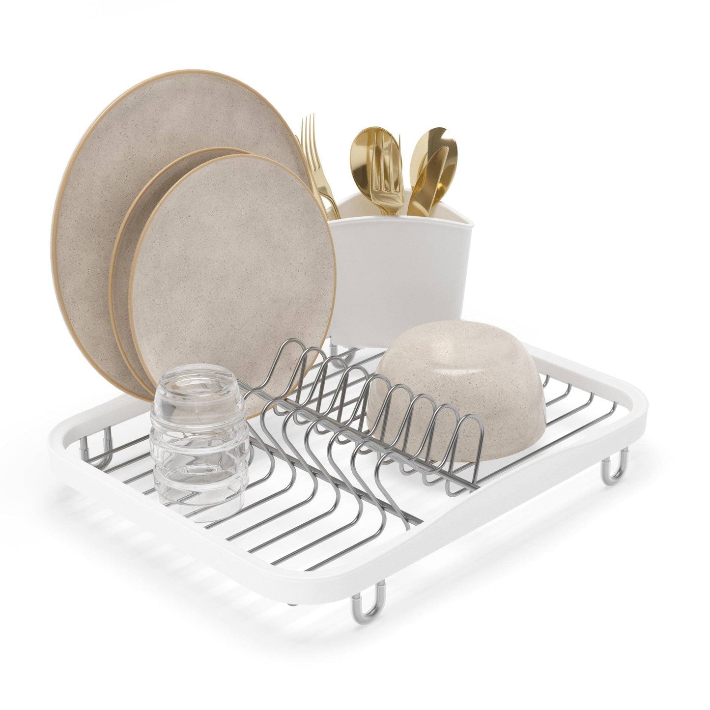 SINKIN DISH RACK: WHITE-NICKEL