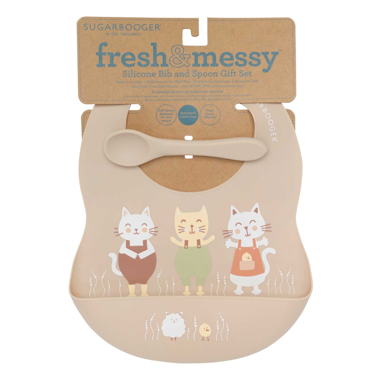 SILICONE BIB & SPOON SET: PRAIRIE KITTY