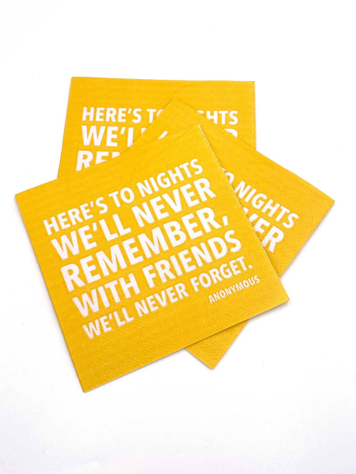 PARTY COCKTAIL FUNNY NAPKINS-TO NIGHTS WE'LL NEVER REMEMBER