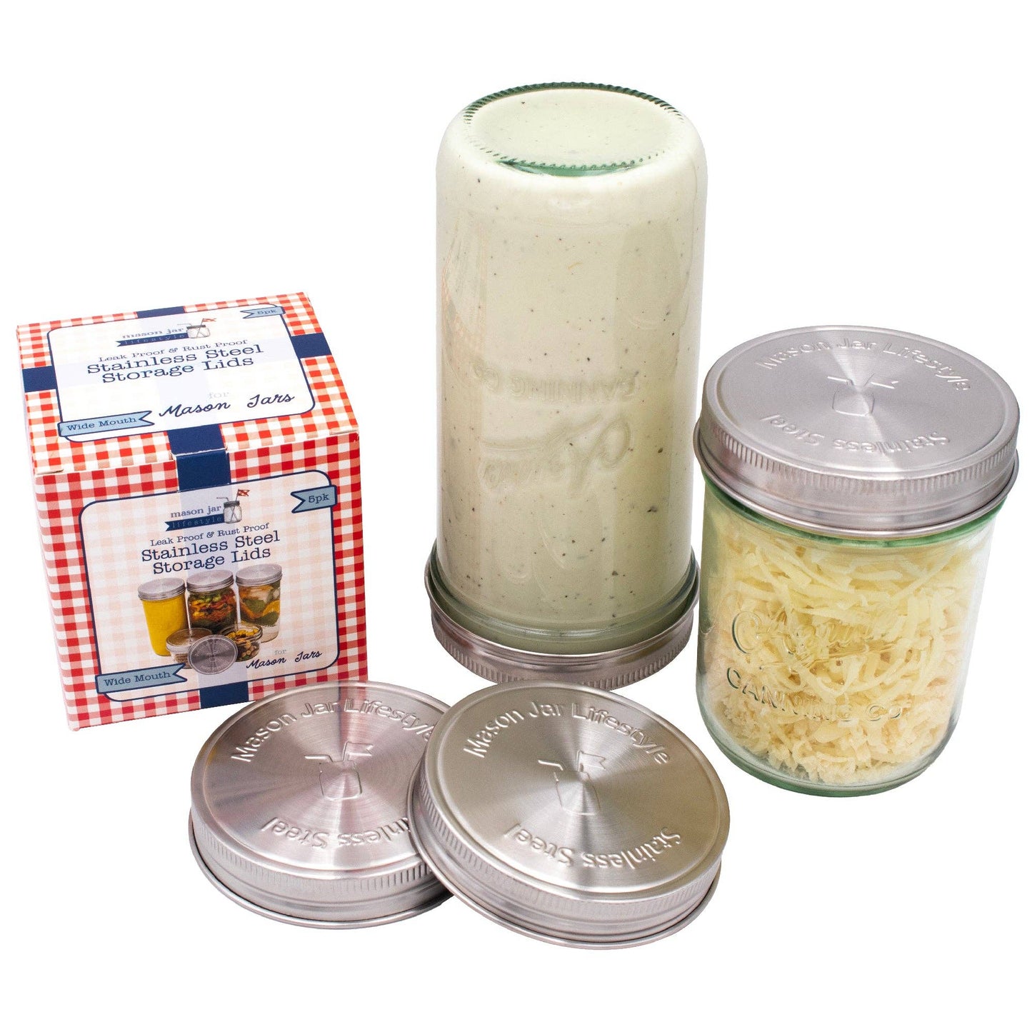 Stainless Steel Storage Lids w/ Silicone Seals for Mason Jar: Regular mouth