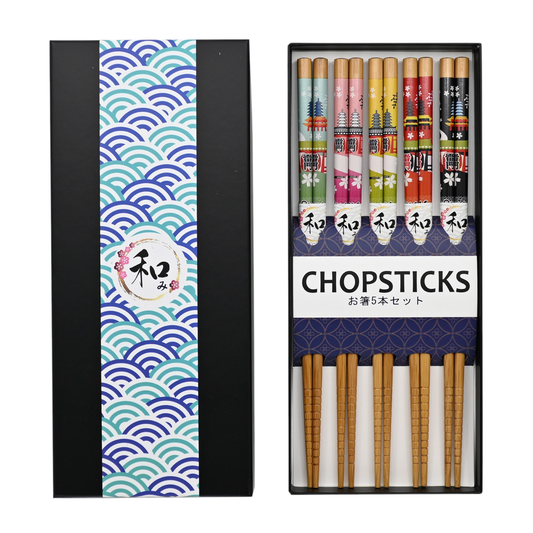 5 PIECE CHOPSTICKS SET ASAKUSA WITH GIFT BOX (10/100)