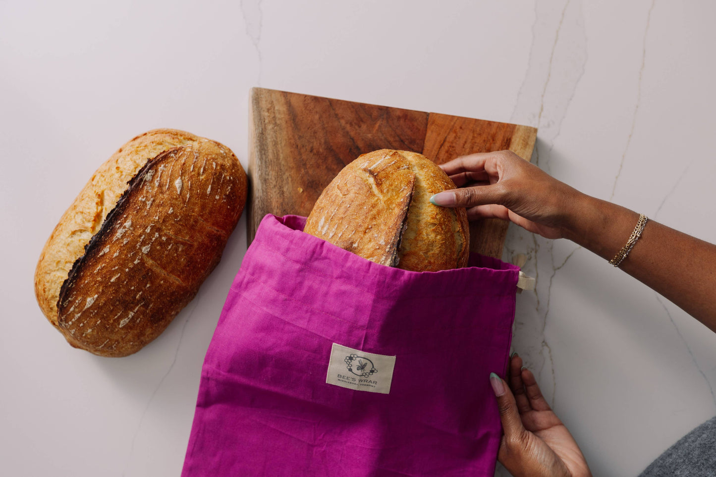 Bees Wrap Aritsan Bread Bag - Magenta
