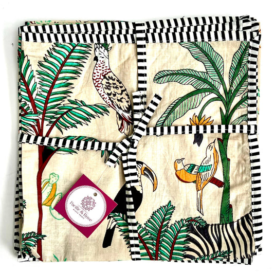 NAPKINS JUNGLE IVORY SET/4