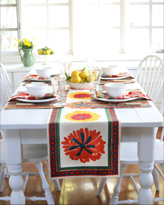 TABLE RUNNER, 14"X92", FLOWER POWER