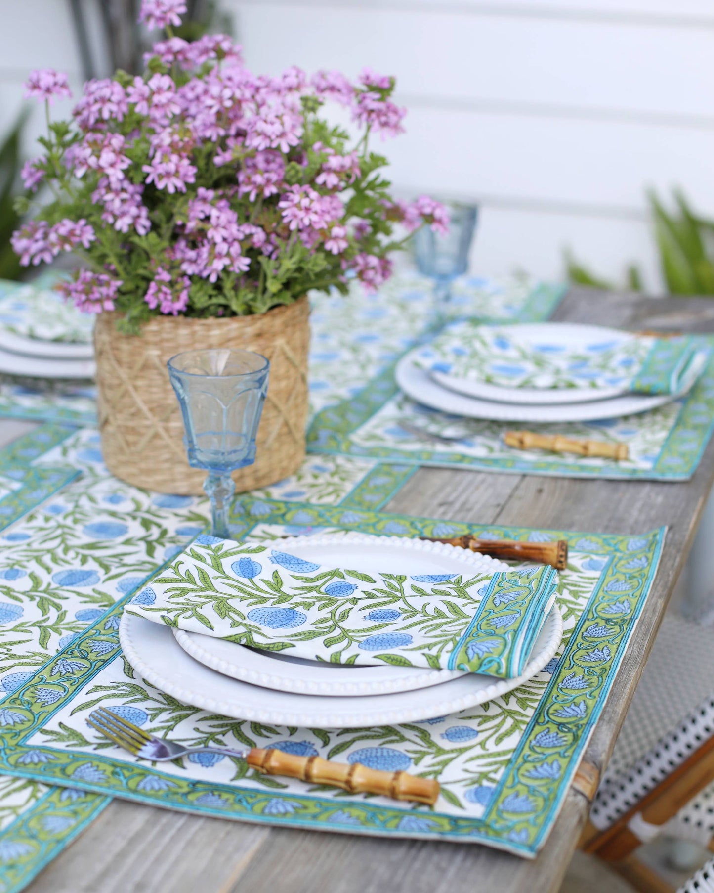 NAPKINS POMEGRANATE BLUE SET/4