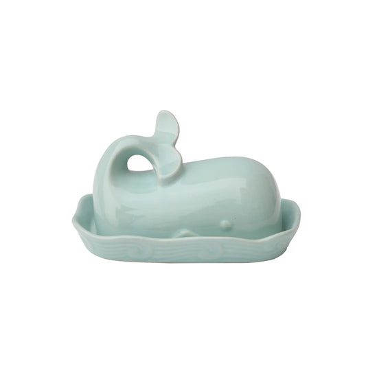 WHALE BUTTER DISH AQUA