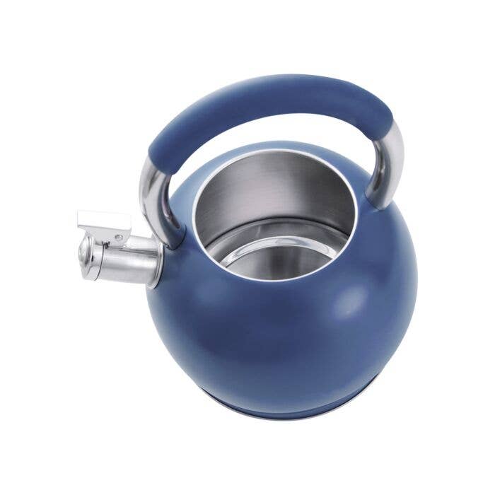 STAINLESS STEEL BLUE WHISTLING KETTLE WITH SILICONE HANDLE