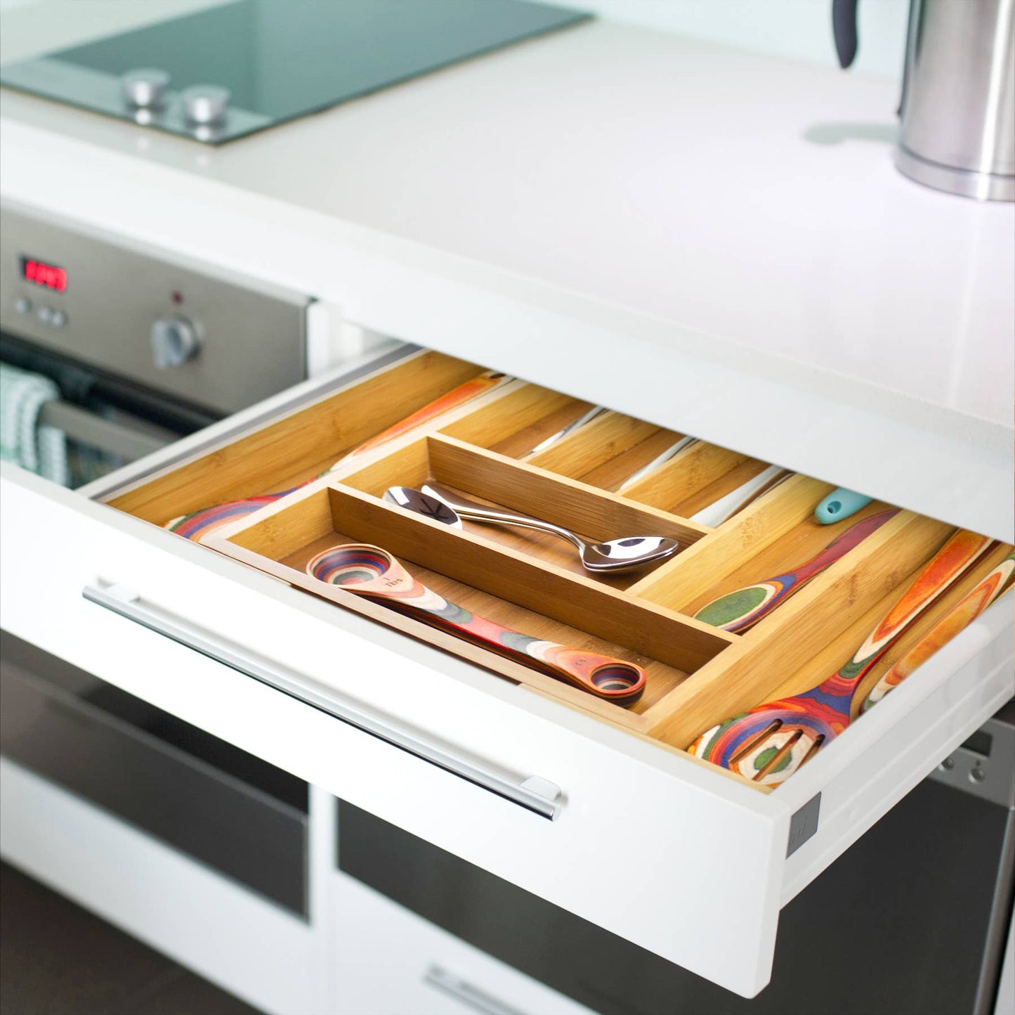 Expandable Bamboo Flatware and Utensil Drawer Organizer
