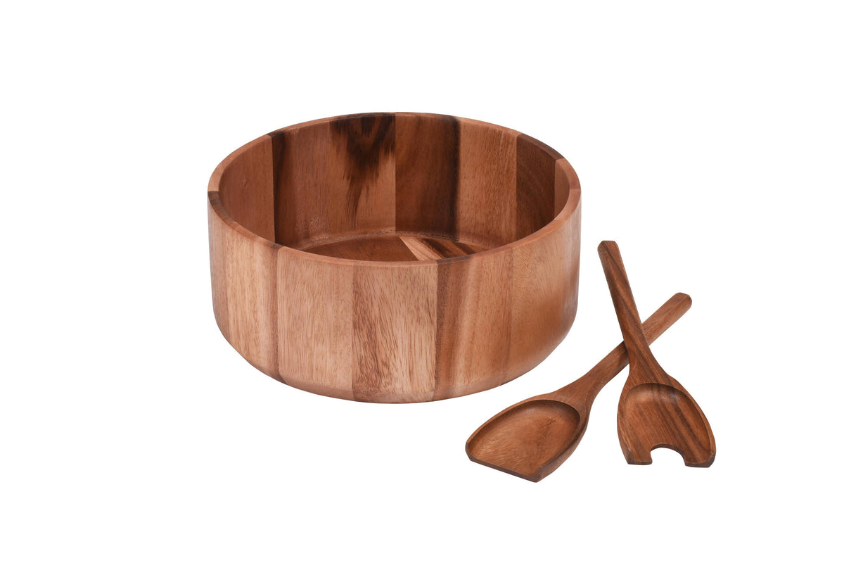 ACACIA WOOD SALAD BOWL SET 12X5