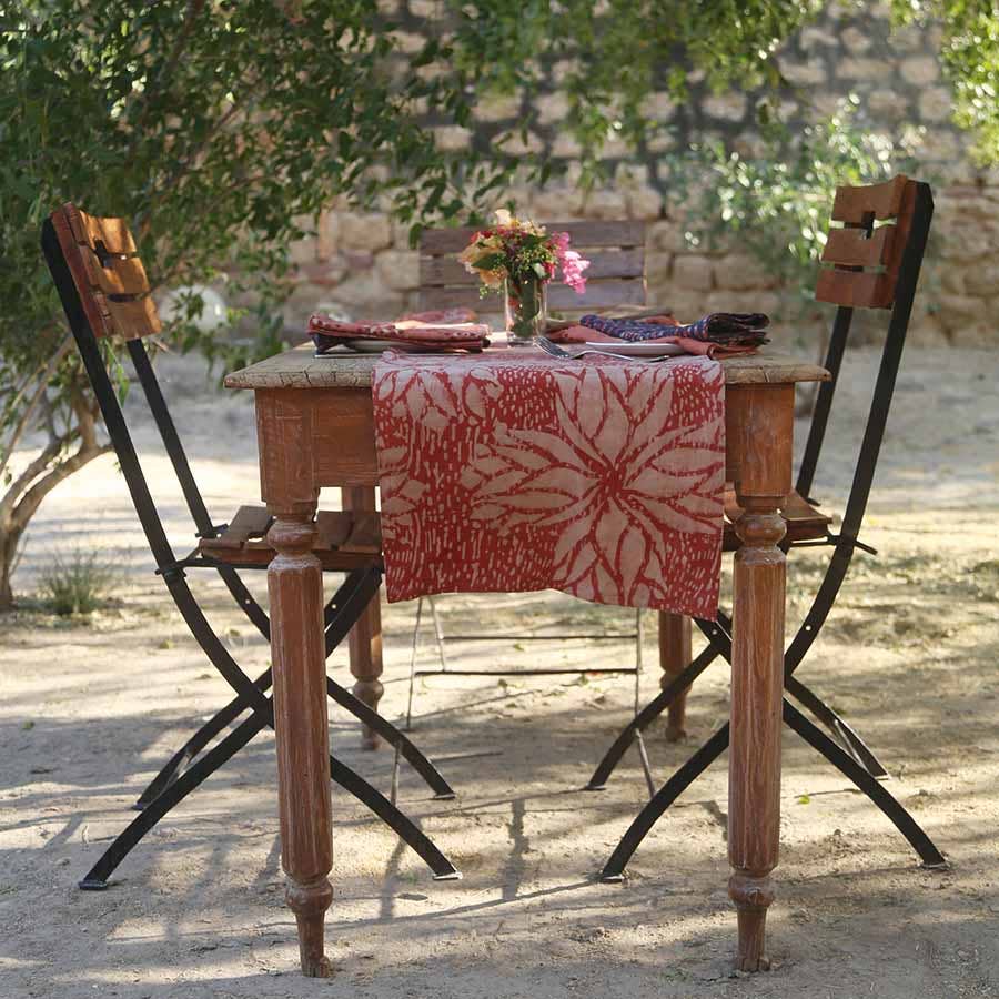 Floral Block Print Table Runner - Rosette