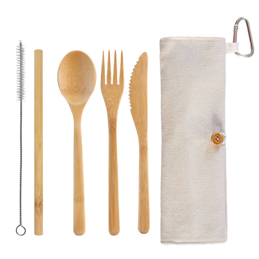REUSABLE BAMBOO TAKE-ALONG UTENSIL ROLL