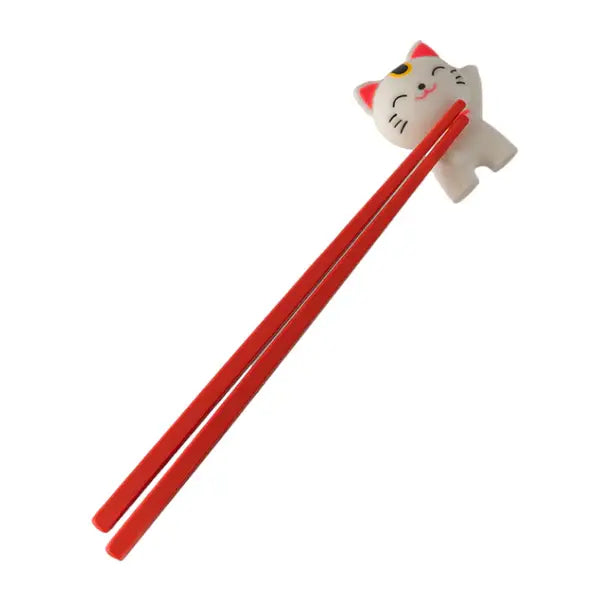 Training Chopsticks: White Lucky Cat