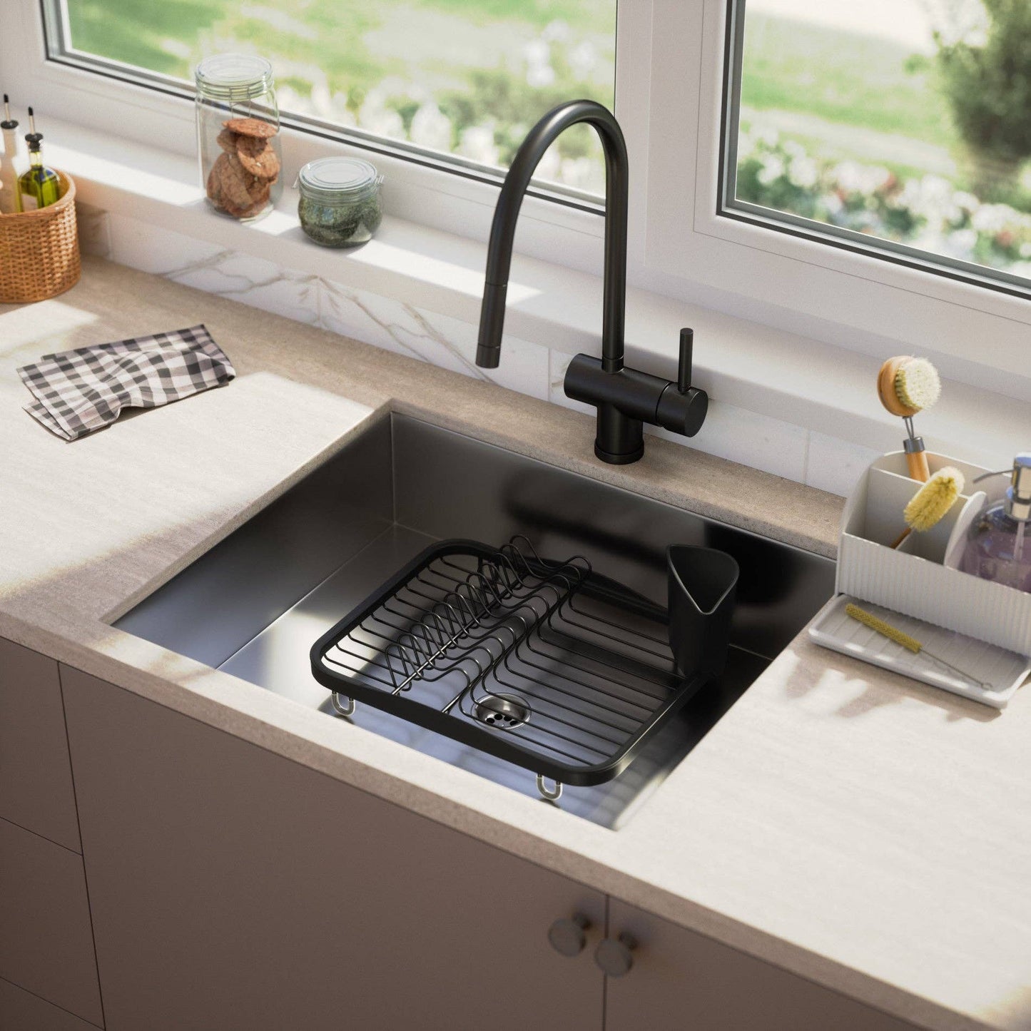 SINKIN DISH RACK: WHITE-NICKEL