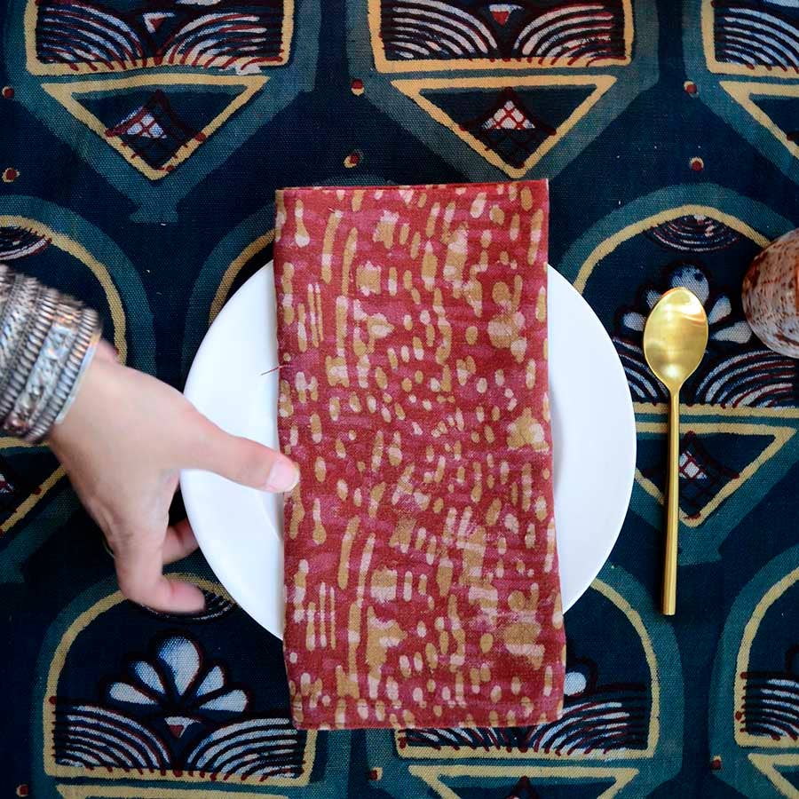 Sustainable Cotton Dinner Napkins Set of 4 | Barkha Orange