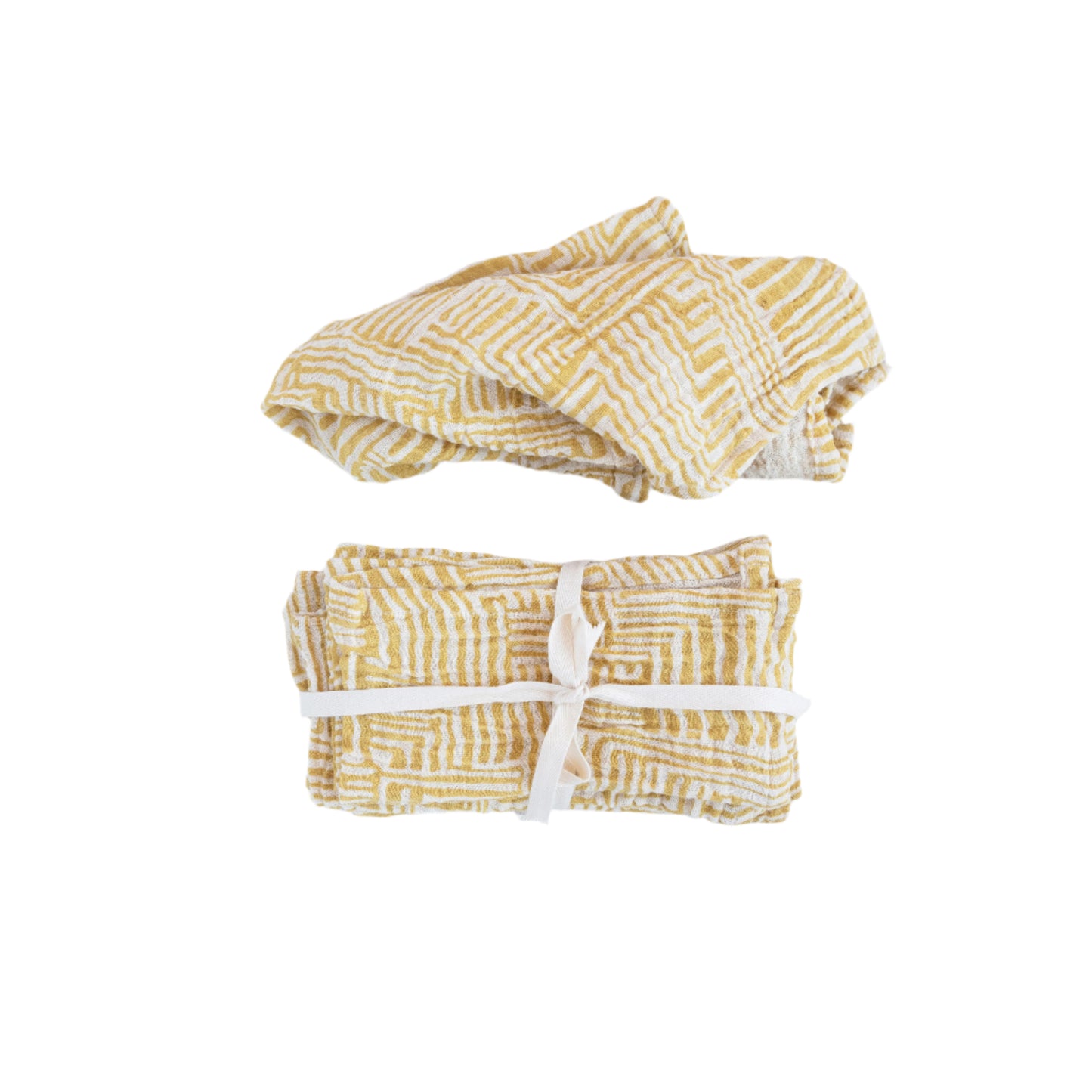 COTTON NAPKINS SET OF 4 SQUARE 18" GLD SWIRL