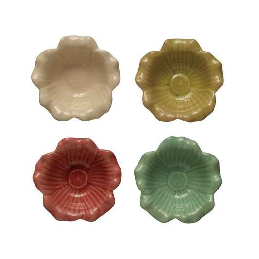 STONEWARE FLOWER SHAPED BOWL GLAZE