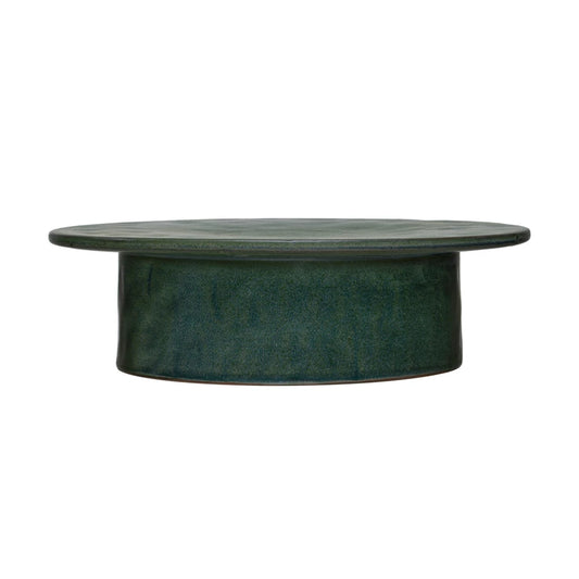 STONEWARE PEDESTAL MATTE GREEN