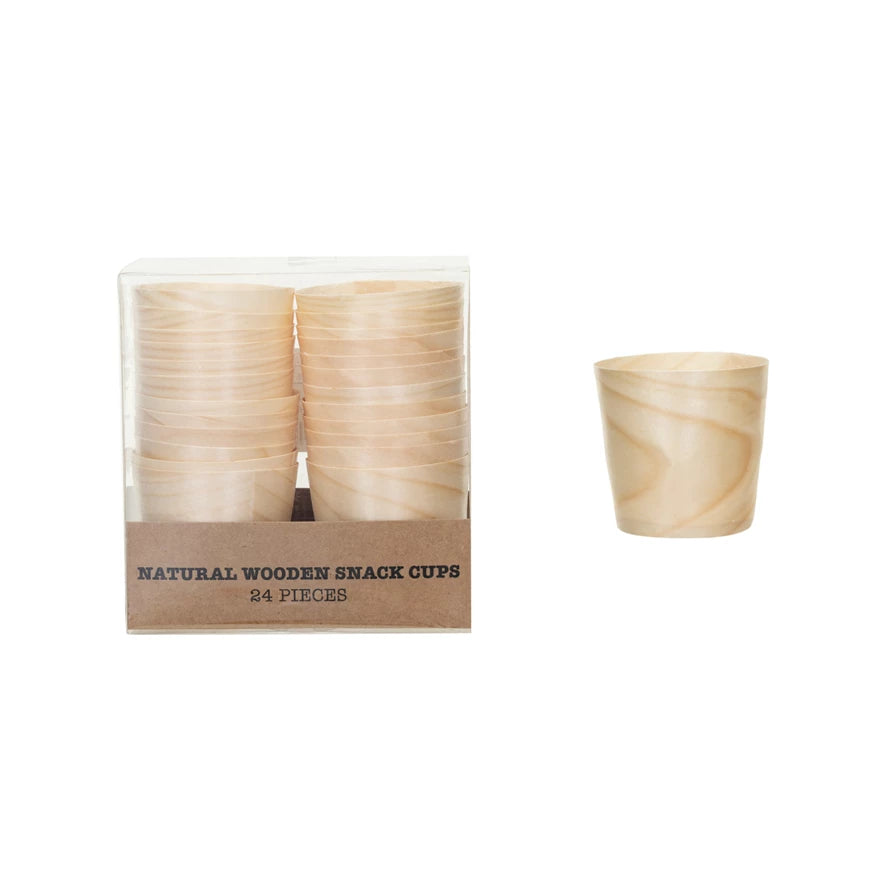 SNACK CUPS NATURAL WOOD/ SET OF 24