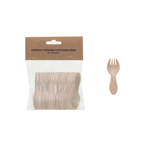 APPETIZER FORK NATURAL WOOD 50 PIECES