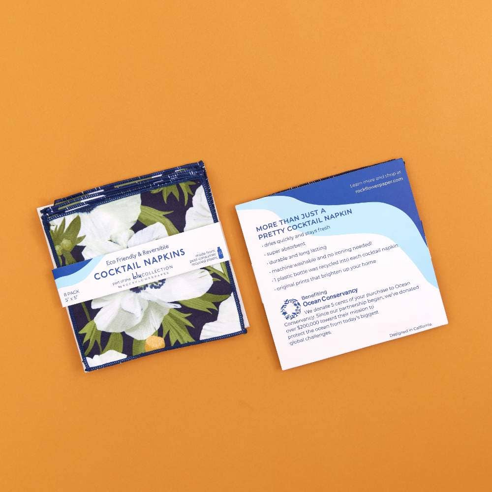 ANEMONE POPPY REUSABLE ECO COCKTAIL NAPKINS, SET OF 8