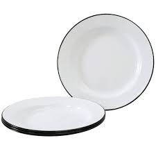ENAMEL DINNER PLATE WITH BLK RIM