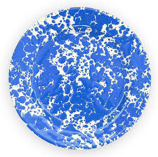 ENAMEL SALAD PLATE BLUE MARBLE