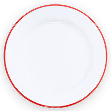 ENAMEL SALAD PLATE WITH RED RIM