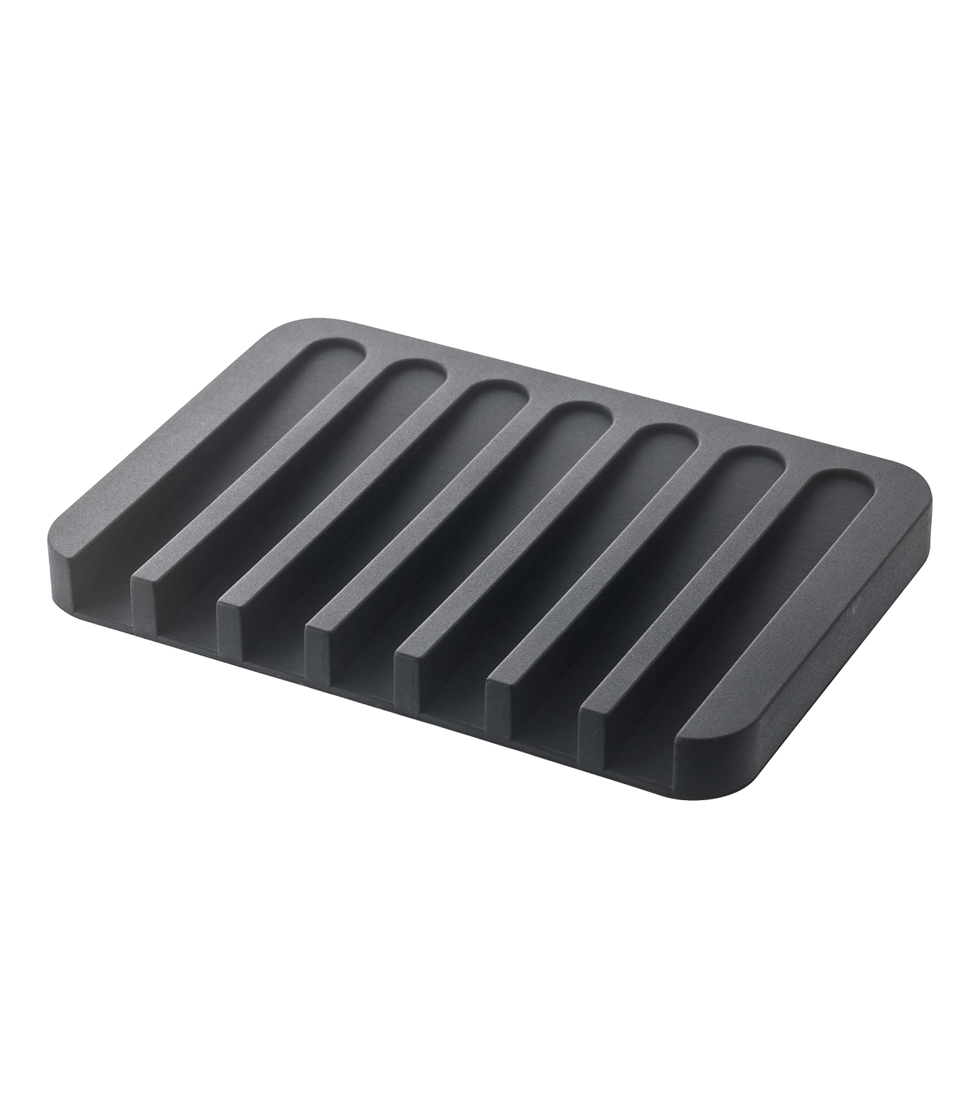 FLOW SELF-DRAINING SOAP TRAY - SILICONE: BLACK
