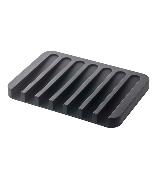FLOW SELF-DRAINING SOAP TRAY - SILICONE: BLACK