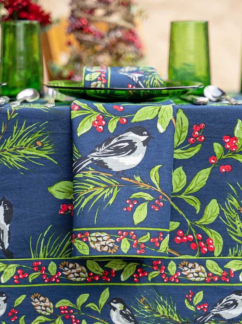 Chickadee Napkin Set of 4 - Navy