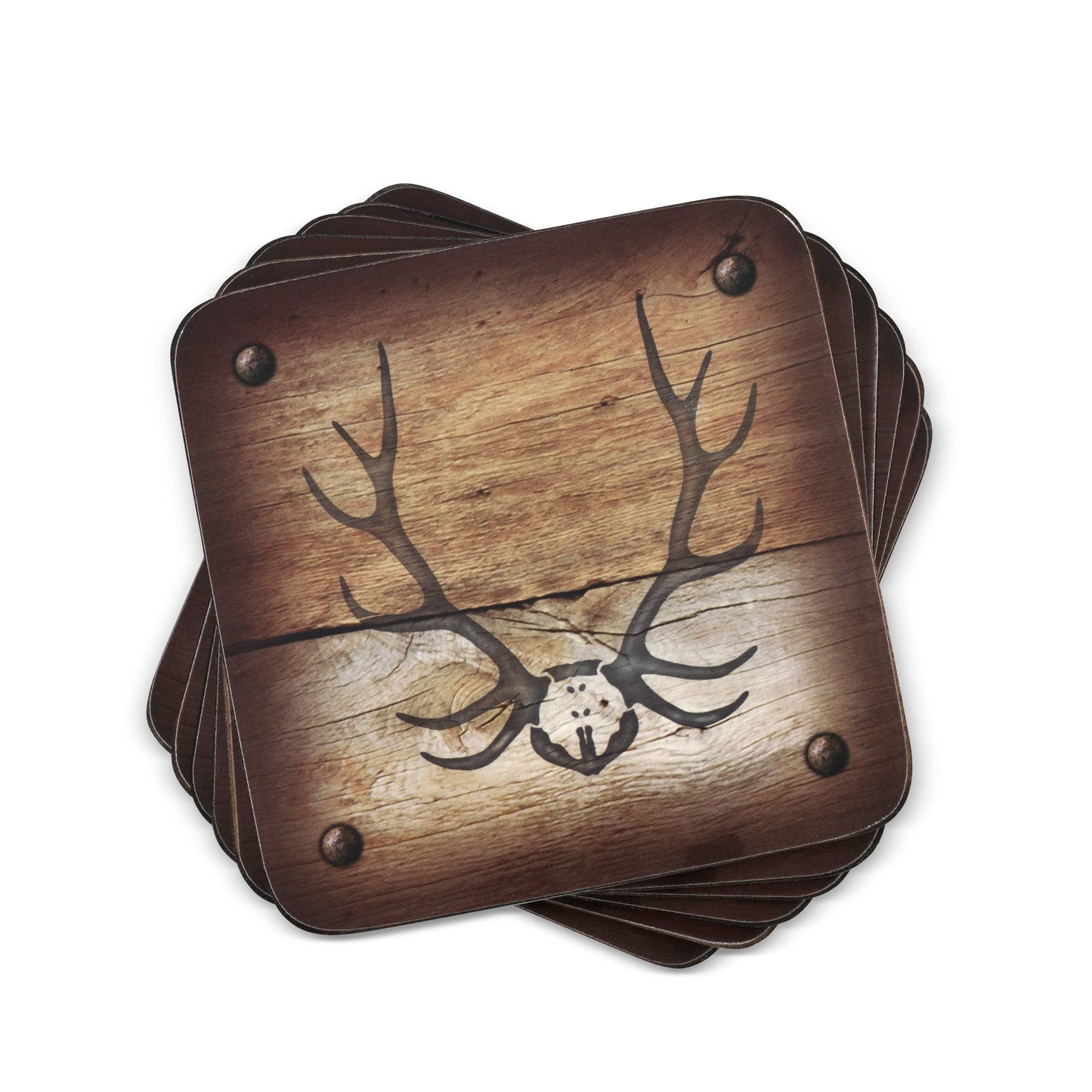 Lodge Coasters Set of 6: MDF, Cork Backed / Lodge