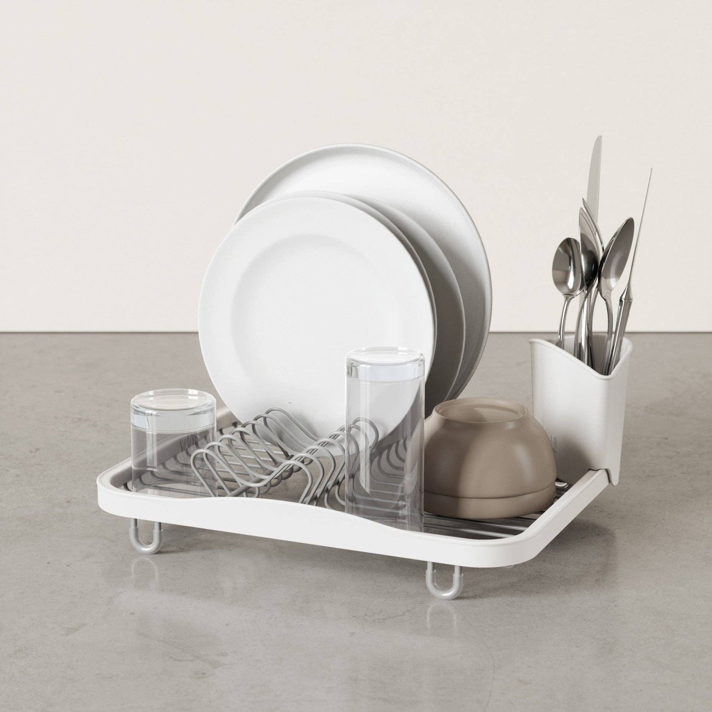 SINKIN DISH RACK: WHITE-NICKEL