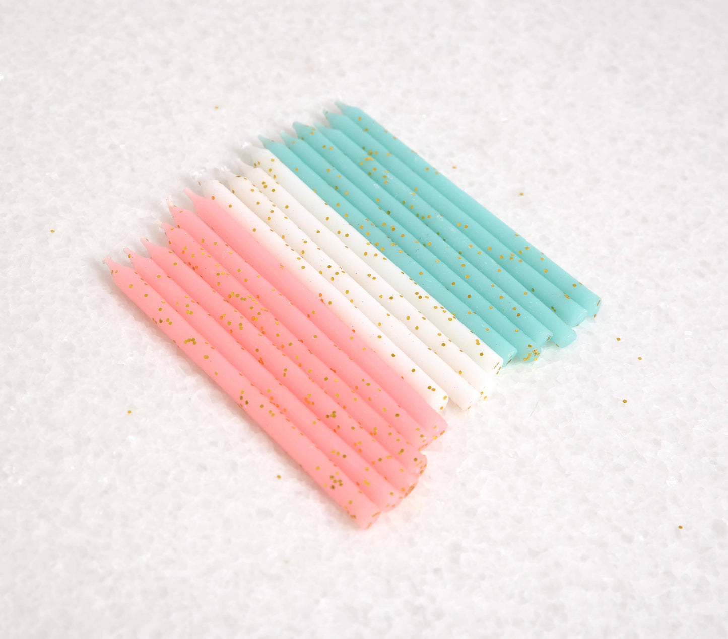 PASTEL GOLD GLITTER 16 CANDLE SET