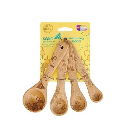 SOLID BEECHWOOD MEASURING SPOONS SET/4