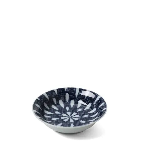 BLUE TEXTILE RAINDROPS SAUCE DISH 3.5"