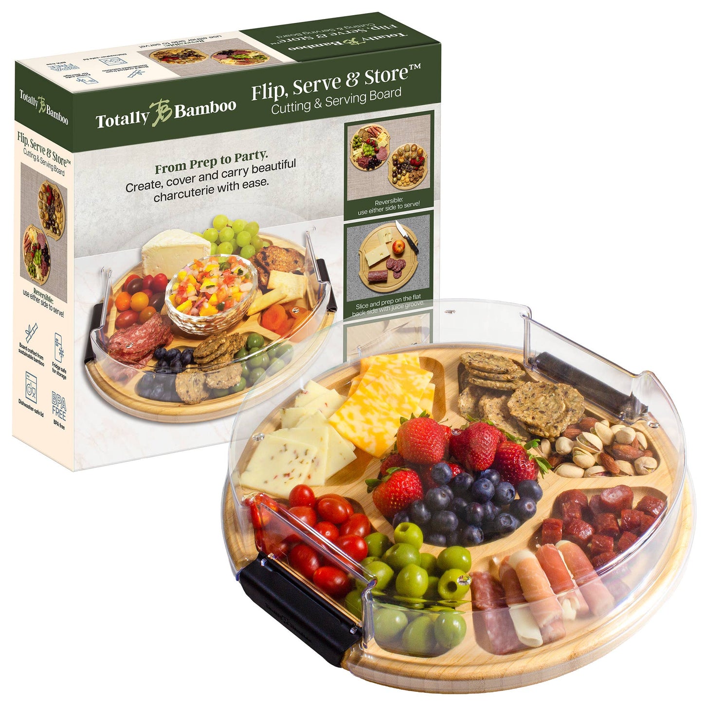 Round Charcuterie Board w/ Locking Lid