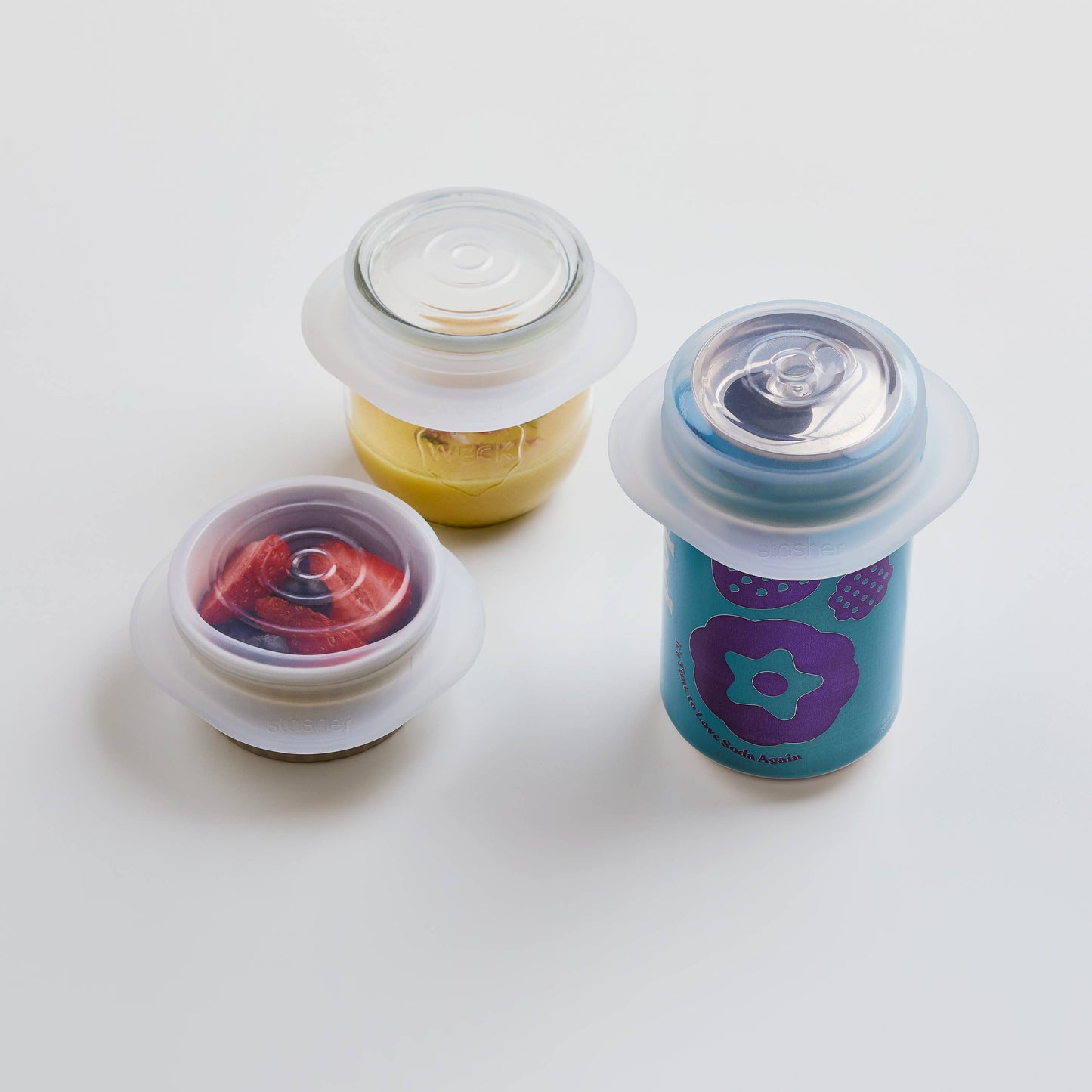 STASHER STRETCH LIDS SMALL 3-PK : CLEAR