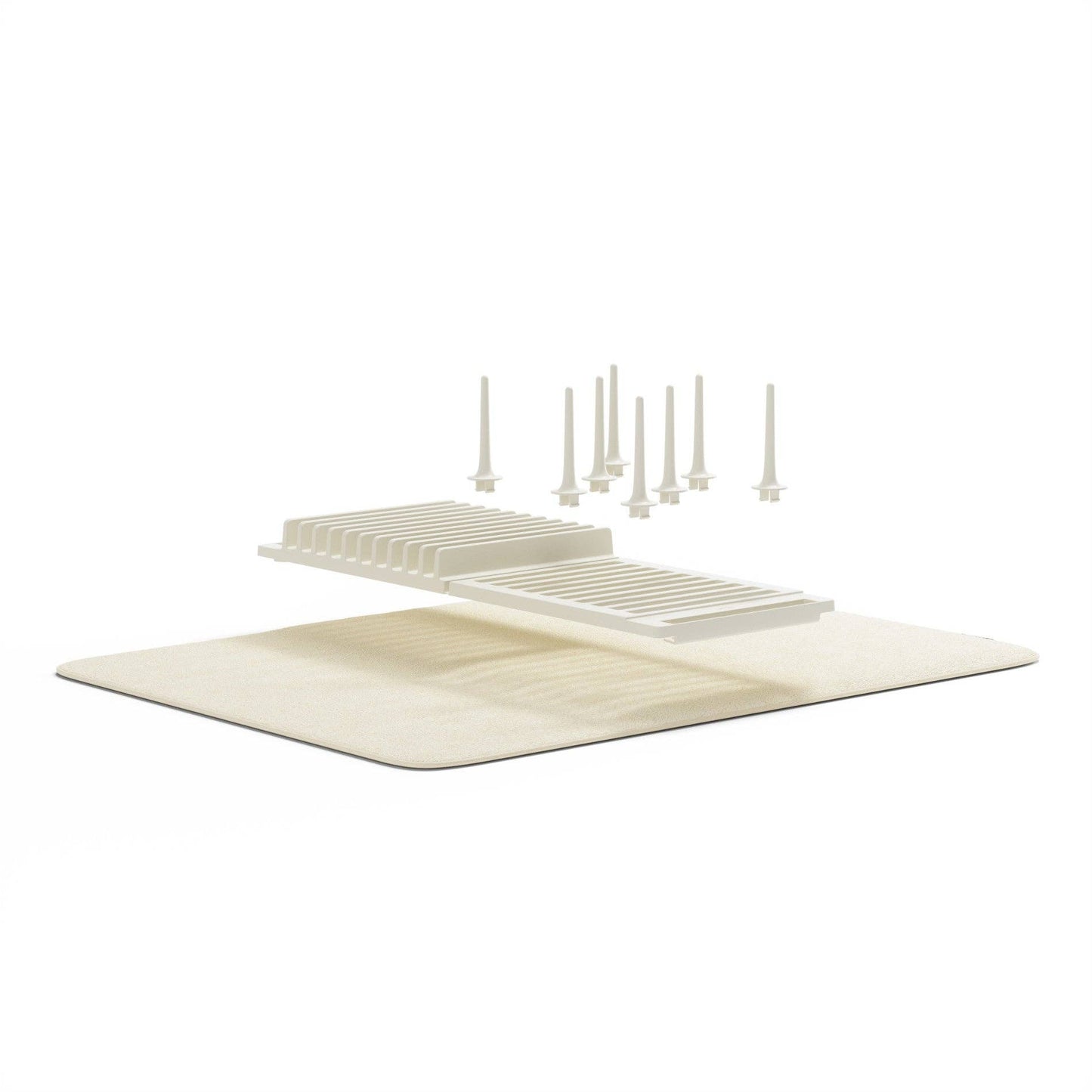 UDRY PEG DISH RACK WITH MAT: LINEN